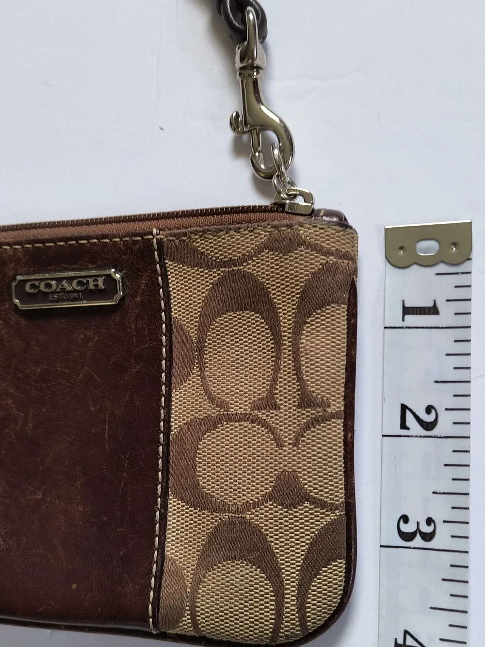 COACH Brown Signature Canvas Wristlet